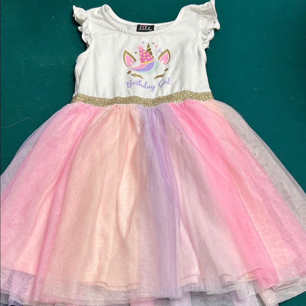 Lilt White Birthday Dress with Gold and Pink Accents